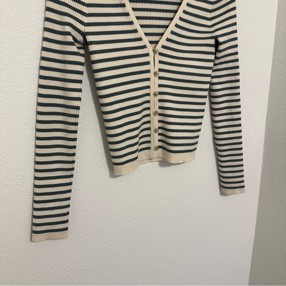 Madewell Carmon Ribbed Striped Cardigan Buttoned Antique Cream Color Size XS - Picture 5 of 9